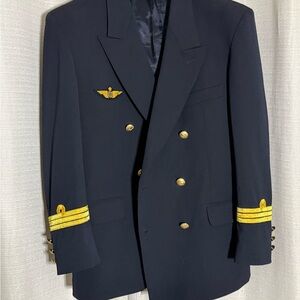 Les Uniforme de Balenciaga Navy Military Jacket with Gold Details